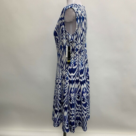 Zarr Collection Women's Dress 14 White Blue Multicolor Sleeveless NWT - Picture 2 of 7